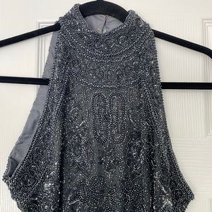 Slit cut dress with hand dreaded embroidery